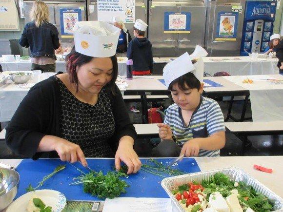 Participants at a recent Family Cooking Night at P.S. 32 